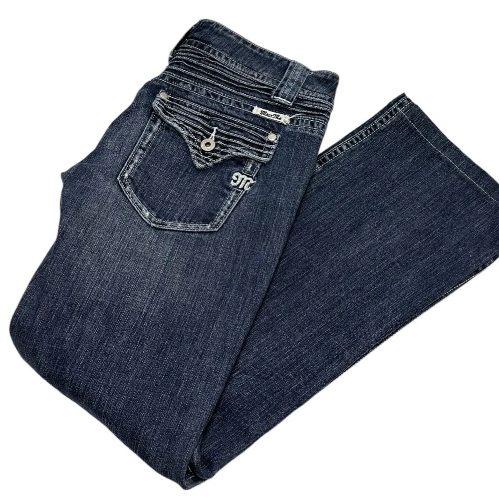 Miss Me Harvard Wash Bootcut Mid Rise Flap Back Pocket Cleo Jeans JP4425